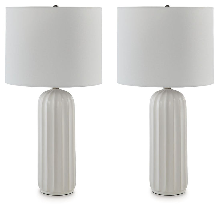 Clarkland - White - Ceramic Table Lamp (Set of 2) - Simple Home Plus