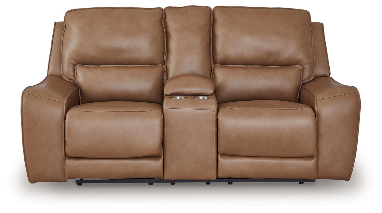 DeepWakes - Caramel - Power Reclining Loveseat / Console / Adjustable Headrest - Simple Home Plus