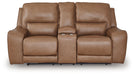 DeepWakes - Caramel - Power Reclining Loveseat / Console / Adjustable Headrest - Simple Home Plus