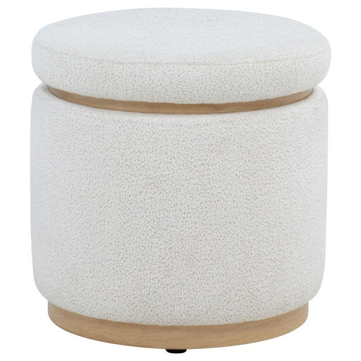 Remuda - Boucle Upholstered Round Storage Ottoman - Ivory - Simple Home Plus