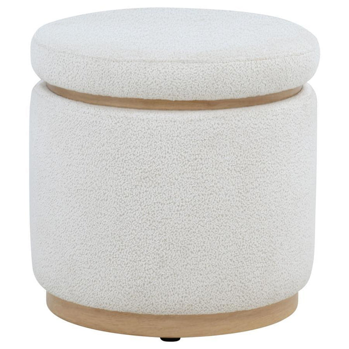 Remuda - Boucle Upholstered Round Storage Ottoman - Ivory - Simple Home Plus
