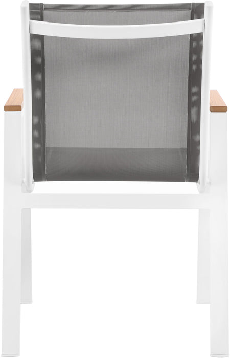 Nizuc - Outdoor Patio Dining Arm Chair With White Frame And Natural Arms (Set of 2) - Simple Home Plus