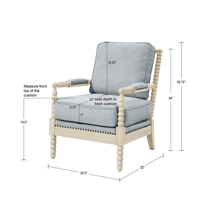 Donohue - Accent Arm Chair - Light Blue / Antique Cream - Simple Home Plus