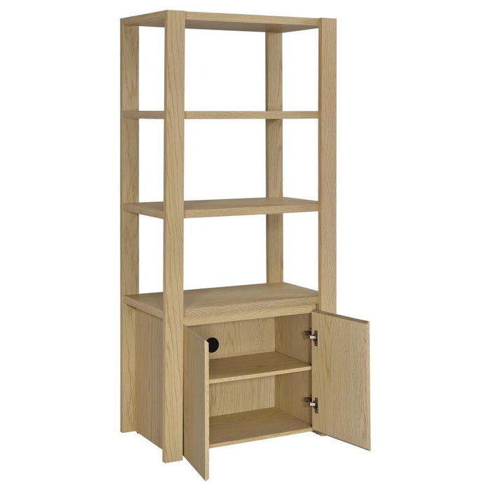 Laurelton - 3-Shelf Media Tower Tall Pier Cabinet - Light Oak - Simple Home Plus
