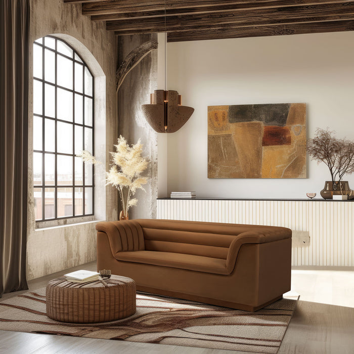 Cascade - Velvet Loveseat - Saddle - Simple Home Plus