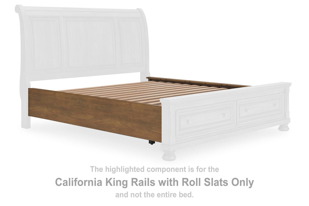 Feddinger - California King Rails With Roll Slats - Medium Brown - Simple Home Plus