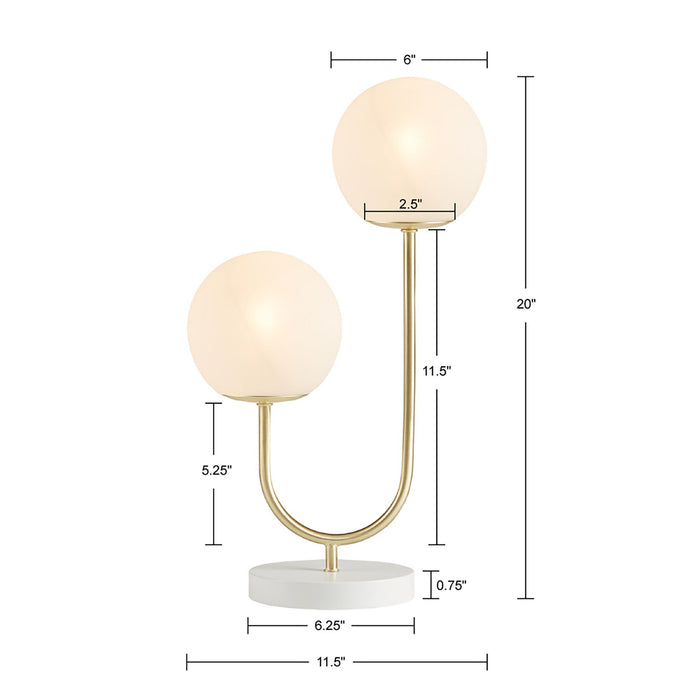 Zusa - Metal 2 Light Globe Table Lamp - Gold / White - Simple Home Plus