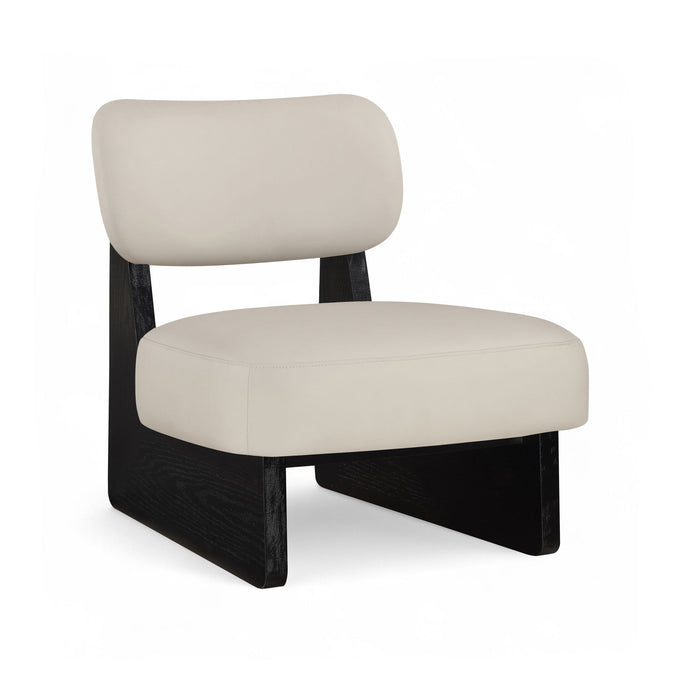 Vetra - Vegan Leather Upholstered Accent Chair - Taupe / Painted Black - Simple Home Plus