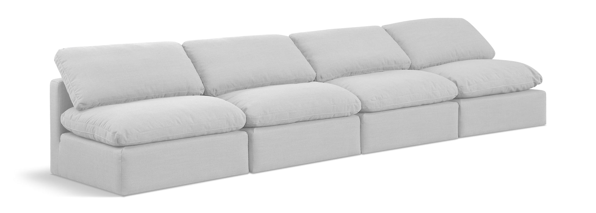 Indulge - Linen 4 Seat Modular Armless Sofa - White - Simple Home Plus