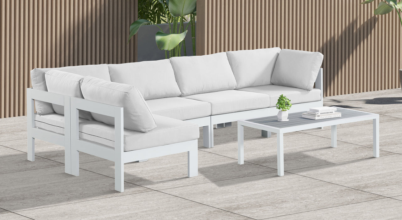 Nizuc - Outdoor Patio 5 Piece Modular Sectional With White Frame - Simple Home Plus