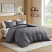 Logan - Queen Striped Duvet Set - Charcoal - Simple Home Plus