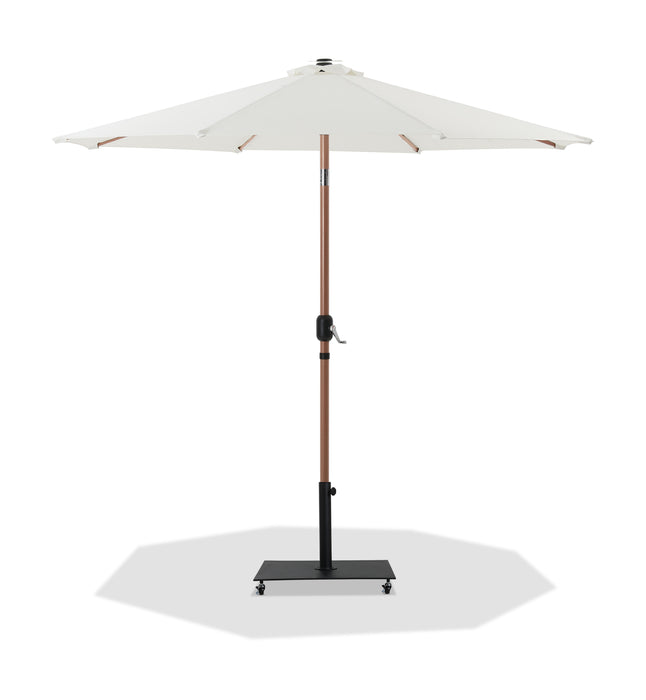 Fiji - Aluminum Patio Umbrella With Square Black And Teak Base - Simple Home Plus
