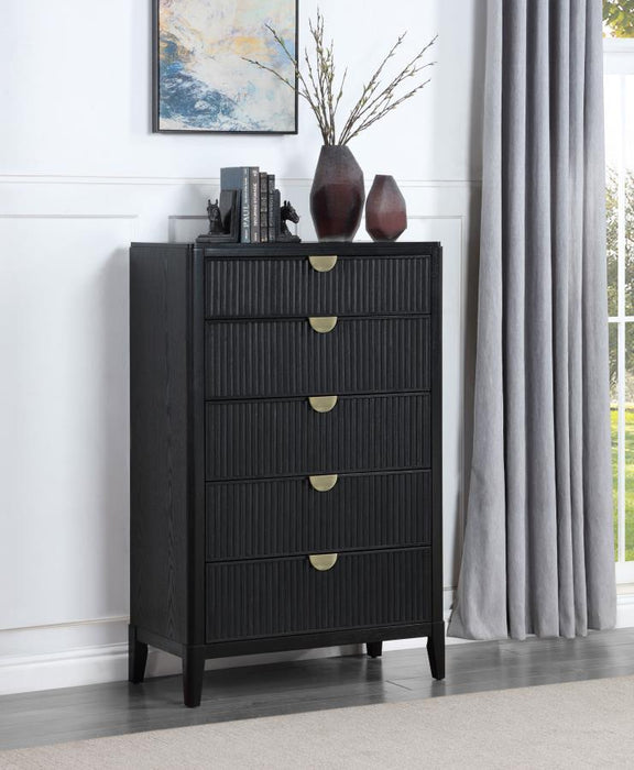 Brookmead - 5-Drawer Bedroom Chest - Black - Simple Home Plus