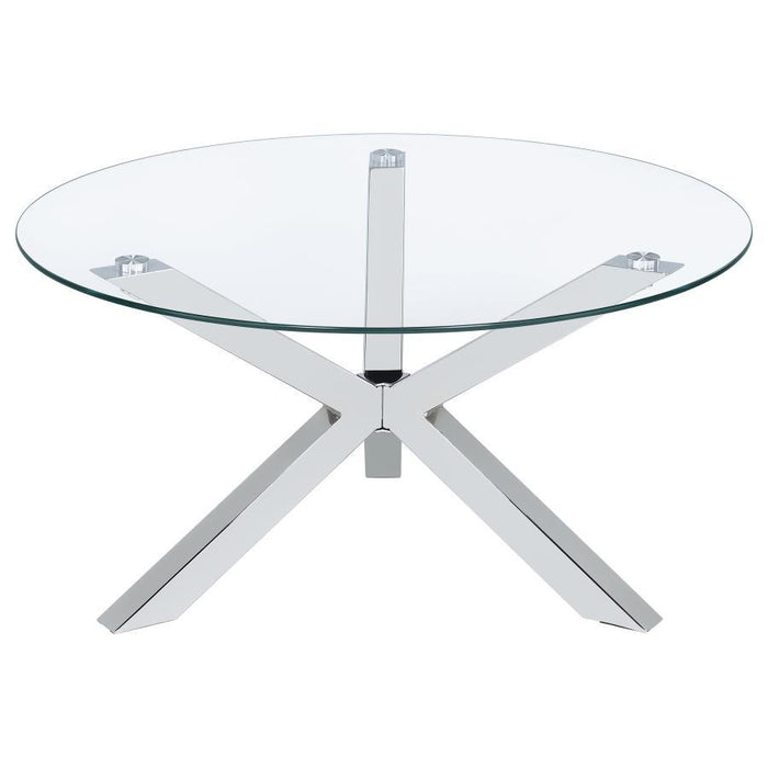 Kenzie - Round Tempered Glass Top Table - Simple Home Plus