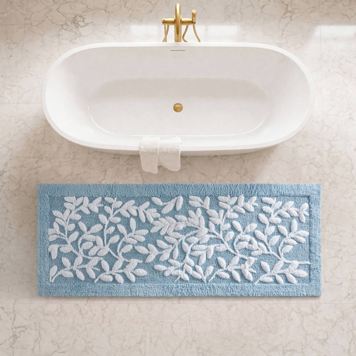 Serene - 60" x 24" Cotton Tufted Bath Rug - Blue