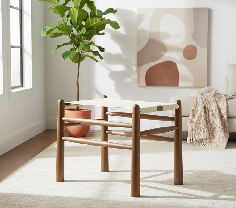 Santos - Faux Leather Upholstered Bench - Walnut Frame - Simple Home Plus