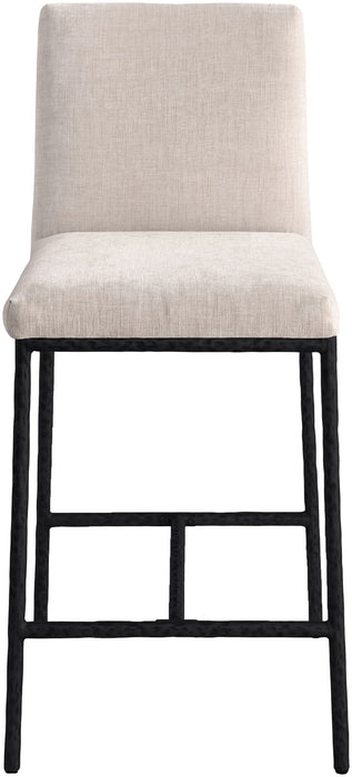 Reeves - Chenille Fabric Upholstered Counter Stool (Set of 2) - Black Base - Simple Home Plus