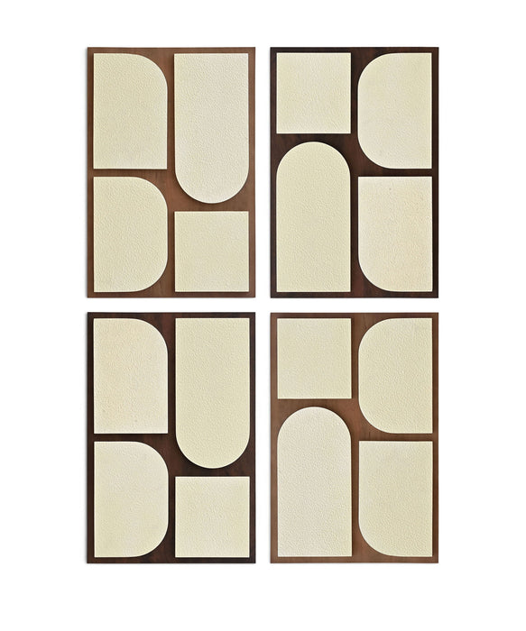 Icon - Mango Wood 4 Piece Wall Art - Brown / Natural - Simple Home Plus