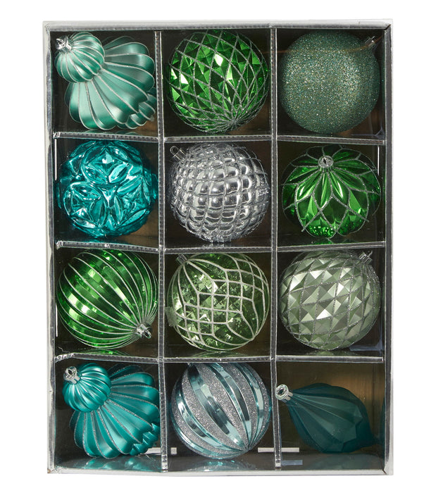 Lux Shatterproof 12 Count Xmas Tree Ornament Set 100mm