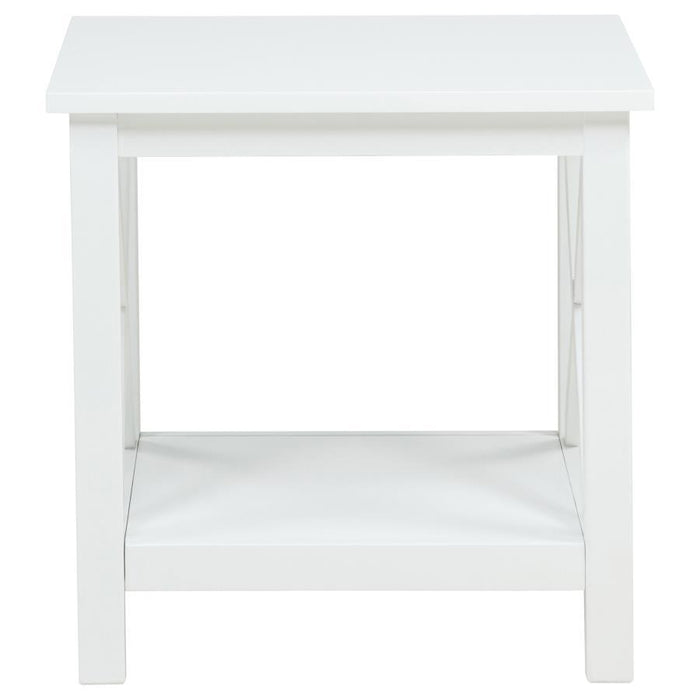 Skyview - Square Pine Wood Side End Table With Shelf - White - Simple Home Plus