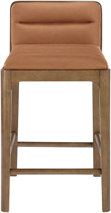 Ellis - Vegan Leather Upholstered Counter Stool (Set of 2) - Brown Base - Simple Home Plus