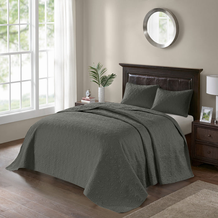 Quebec - Reversible Bedspread Set - Dark Gray - Simple Home Plus