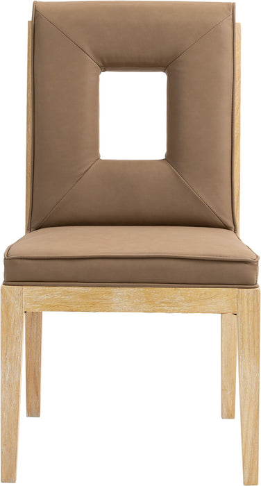 Gwendolyn - Faux Leather Dining Side Chair With Natural Frame (Set of 2) - Simple Home Plus
