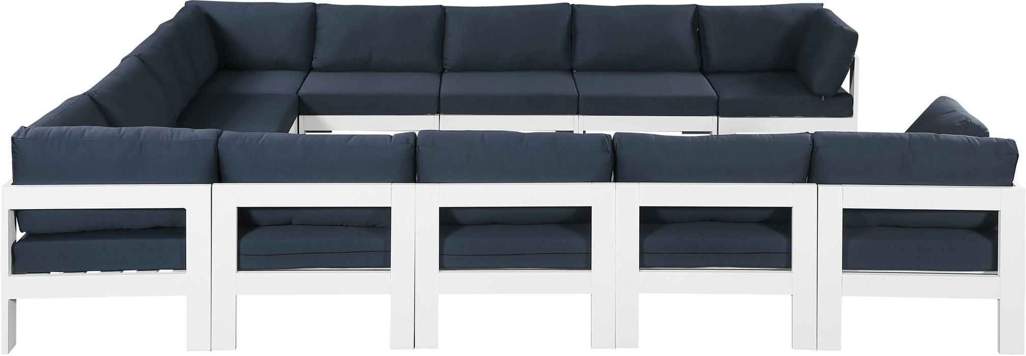 Nizuc - Outdoor Patio 12 Piece Modular Sectional With White Frame - Simple Home Plus