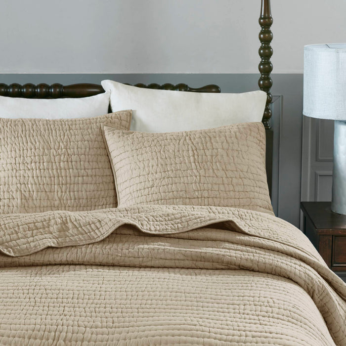 Serene - Hand Quilted Coverlet Set - Linen - Simple Home Plus