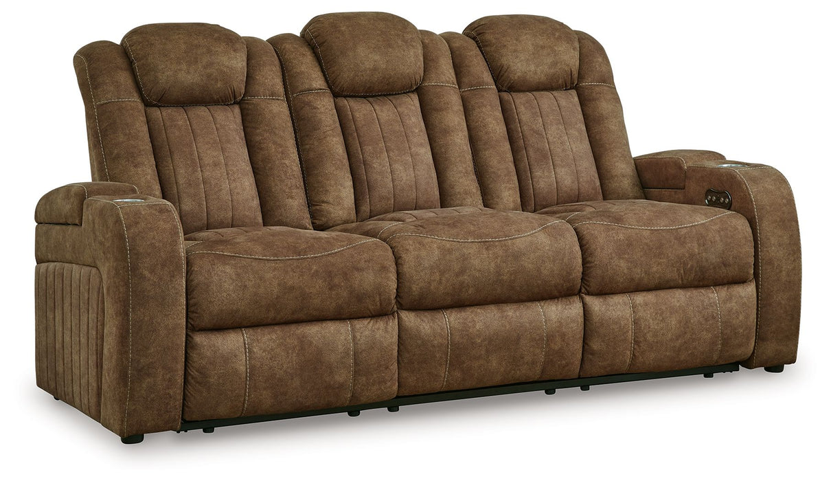 Wolfridge - 2 Pc. - Power Reclining Sofa, Power Reclining Loveseat With Console - Brindle - Simple Home Plus