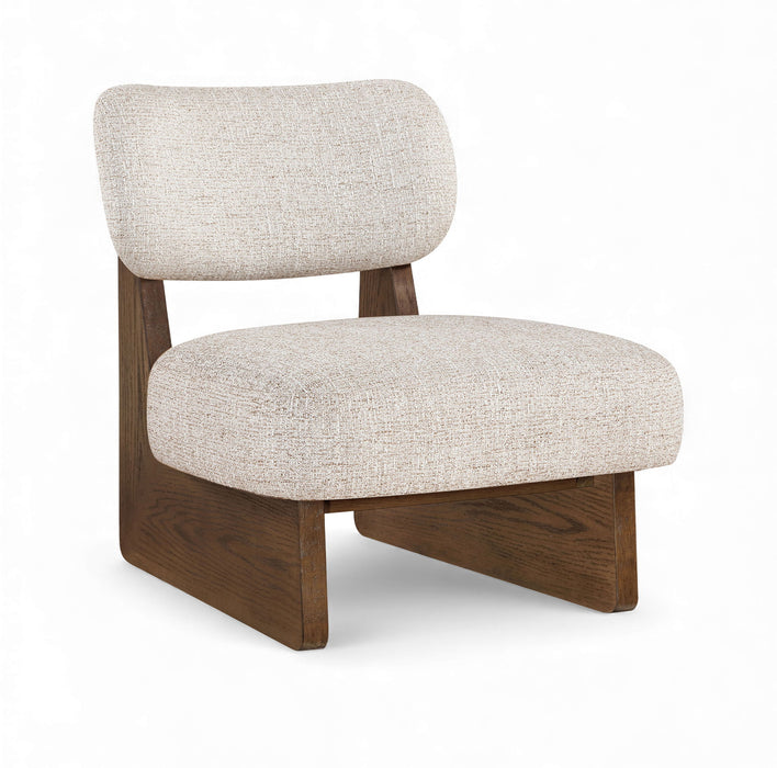 Vetra - Linen Textured Fabric Upholstered Accent Chair With Brown Base - Simple Home Plus
