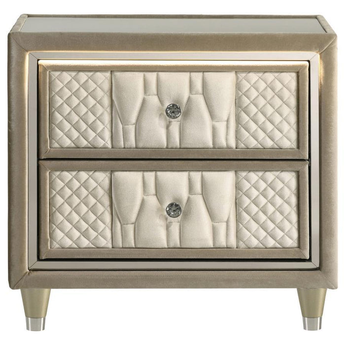 Lorient - 2-Drawer LED Nightstand With USB - Ivory And Camel - Simple Home Plus
