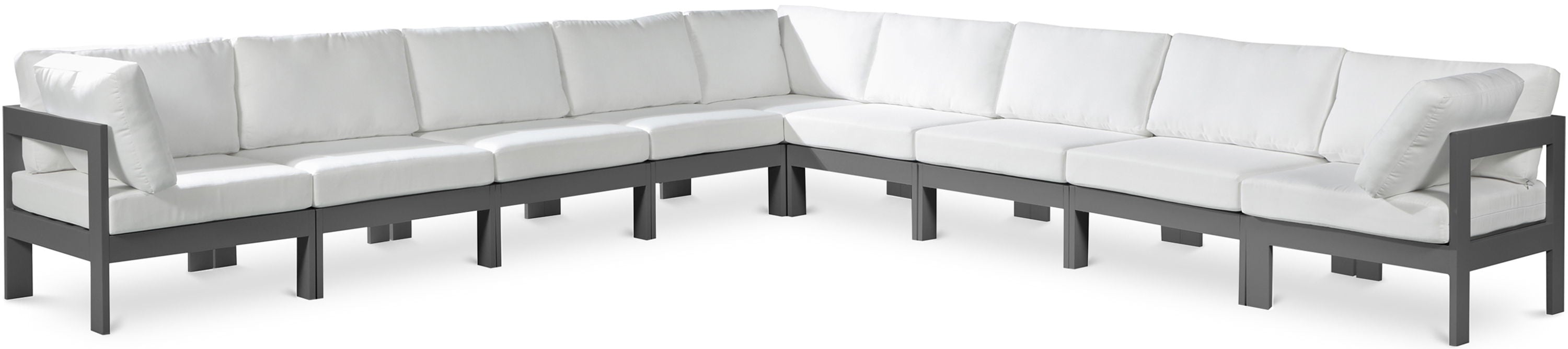 Nizuc - Outdoor Patio 9 Piece Modular Sectional With Gray Frame - Simple Home Plus