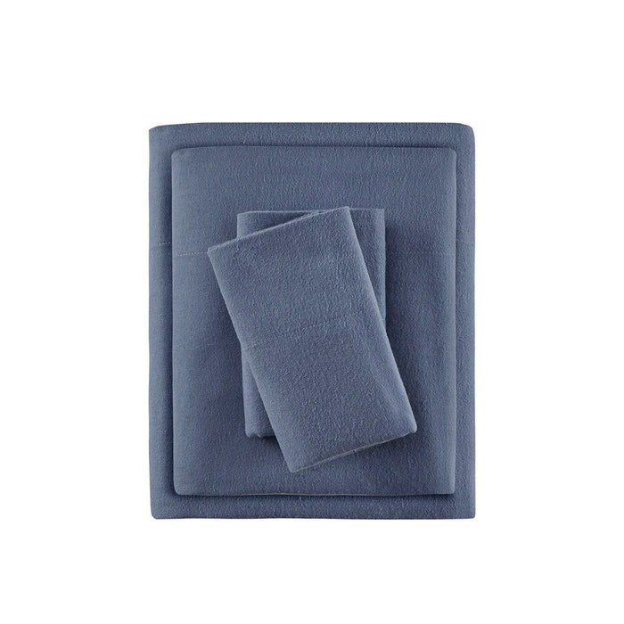 Cozy Flannel - Queen Sheet Set - Blue Solid
