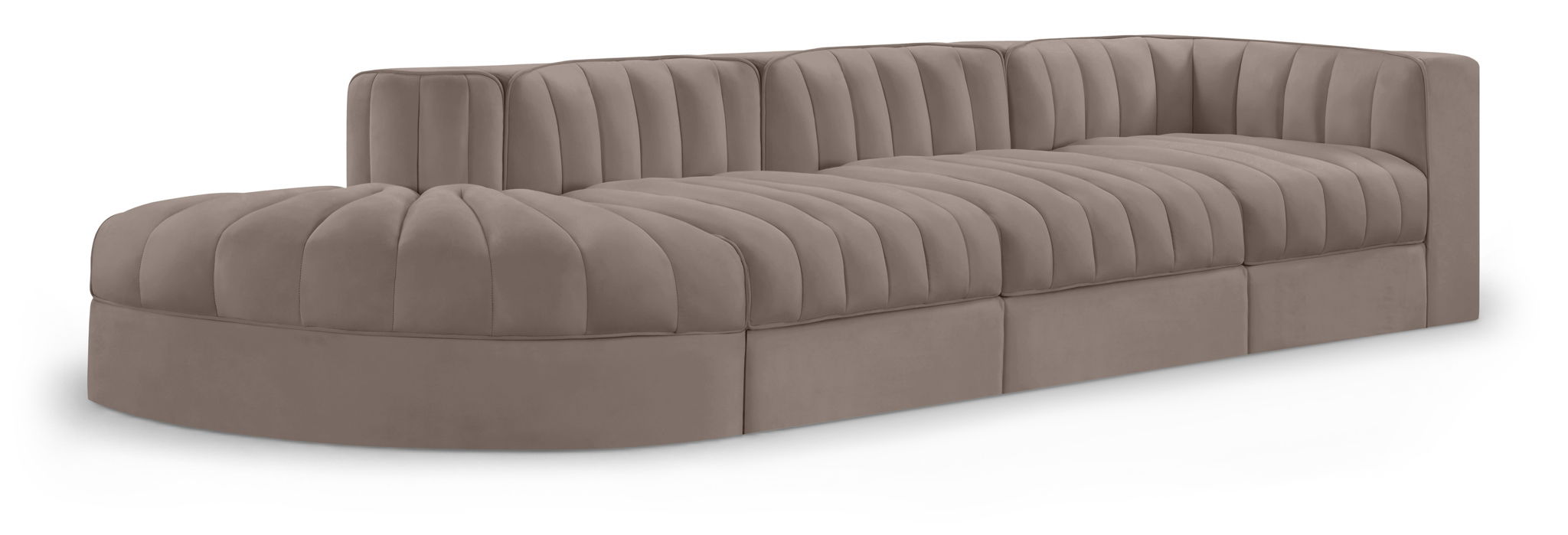 Rummi - Velvet Performance Fabric Upholstered 4 Piece Modular Sectional With Reverse Corner Chair - Simple Home Plus