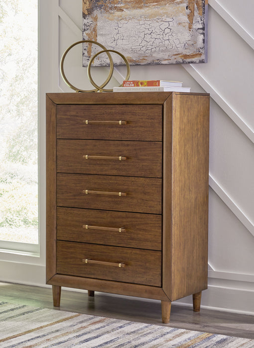Lyncott - Brown - Five Drawer Chest - Simple Home Plus