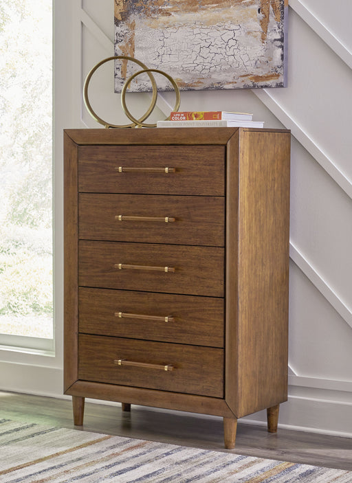 Lyncott - Brown - Five Drawer Chest - Simple Home Plus