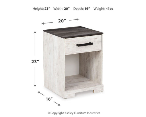 Shawburn - White / Black / Gray - One Drawer Night Stand - Open Cubby - Simple Home Plus