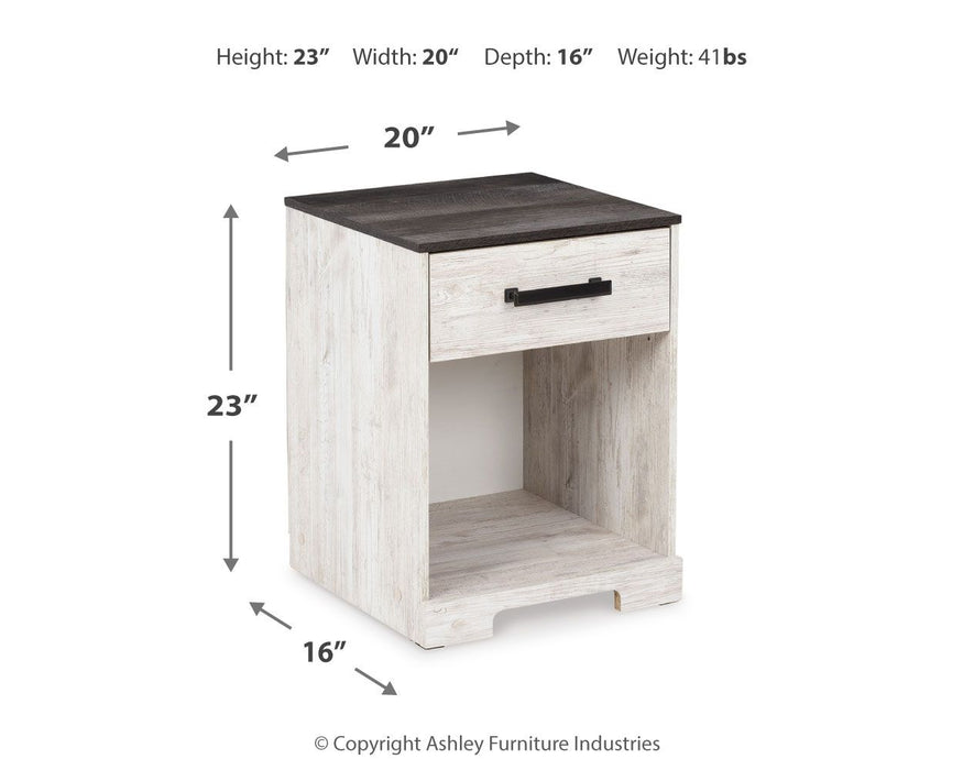 Shawburn - White / Black / Gray - One Drawer Night Stand - Open Cubby - Simple Home Plus