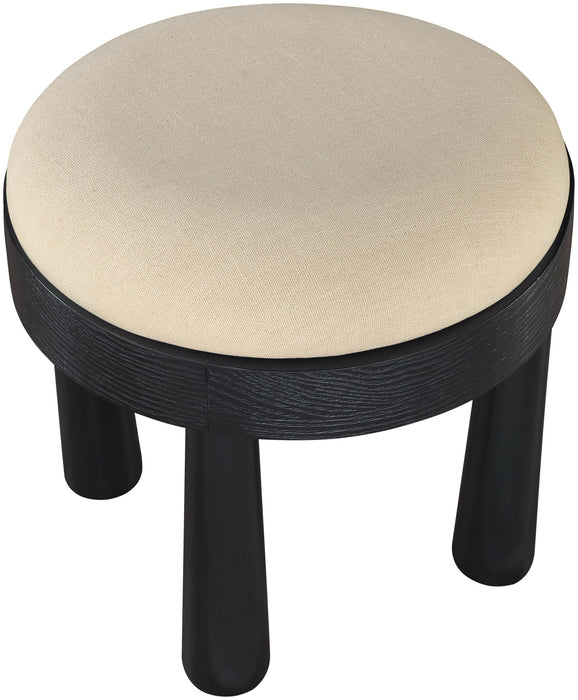 Larea - Linen Textured Fabric Ottoman - Black Base - Simple Home Plus