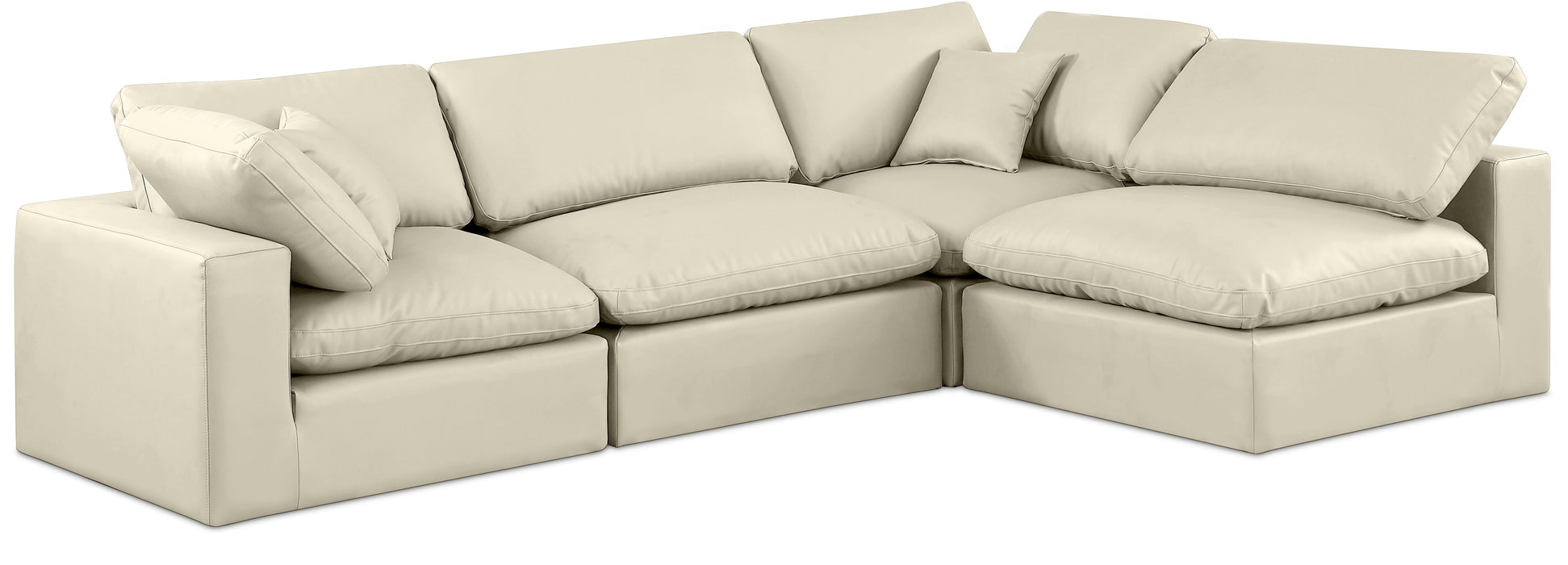 Comfy - 4 Piece Faux Leather Modular Armless Sectional - Simple Home Plus