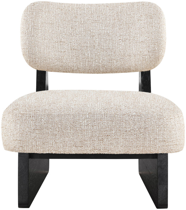 Vetra - Linen Textured Fabric Upholstered Accent Chair With Black Base - Simple Home Plus