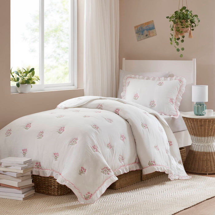Aglaia - Twin Quilt Set - Pink - Simple Home Plus
