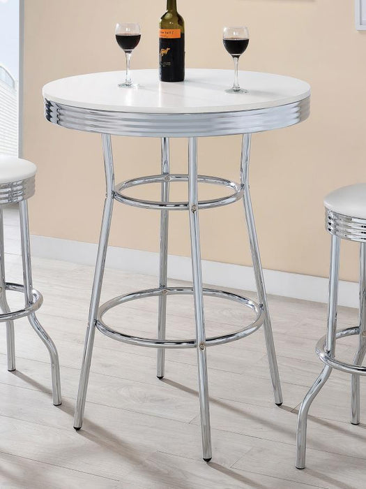 Retro - Round 30" 1950's Bistro Pub Height Bar Table - Simple Home Plus