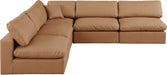 Comfy - 5 Piece Faux Leather Modular Corner Armless Sectional - Simple Home Plus