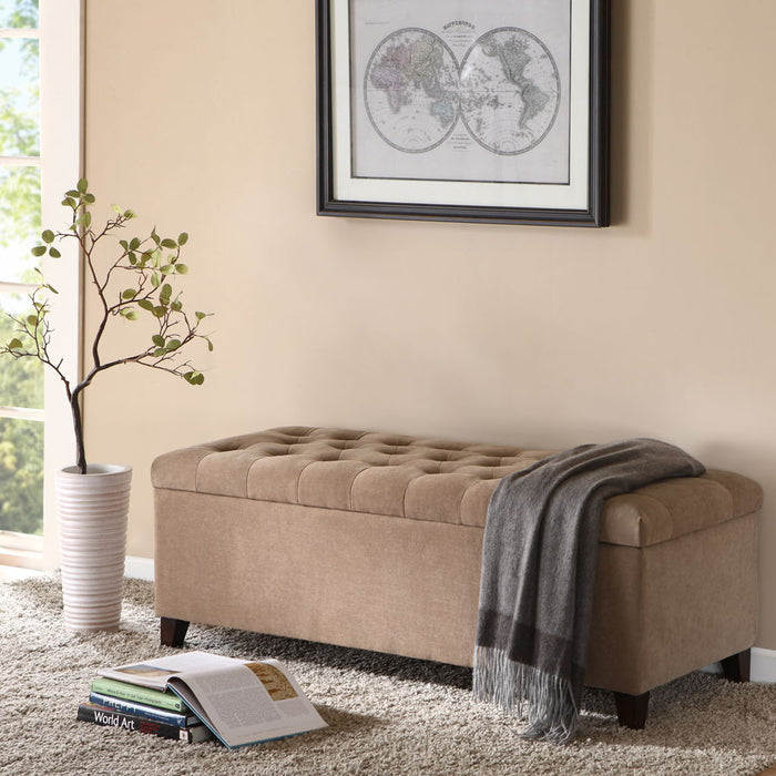 Shandra - Tufted Top Storage Bench - Sand - Simple Home Plus