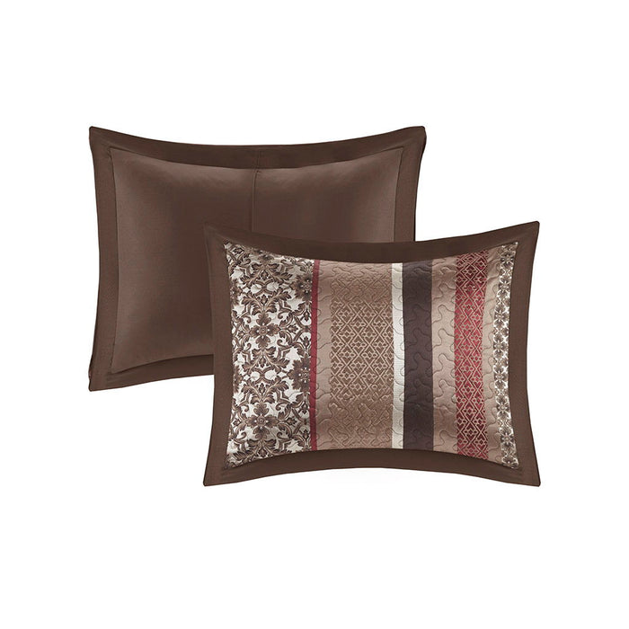 Princeton - Queen 5 Piece Reversible Bedspread Set - Red - Simple Home Plus