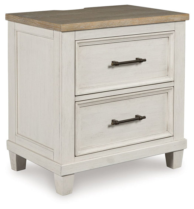 Shaybrock - Antique White / Brown - Two Drawer Night Stand - Simple Home Plus