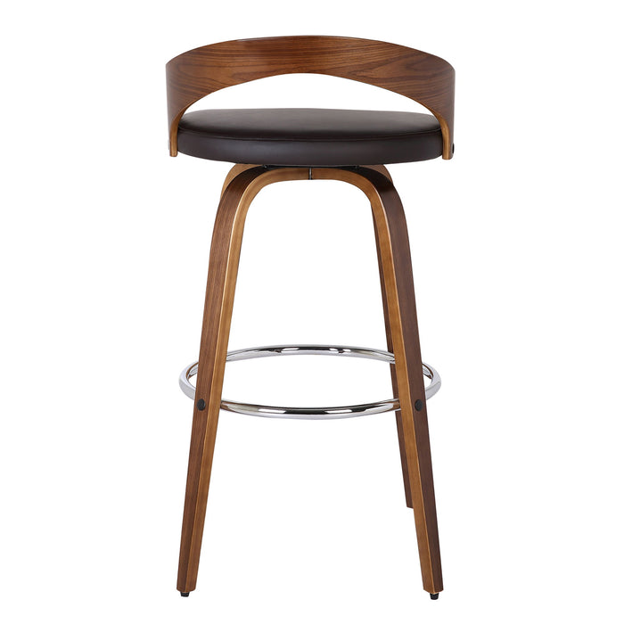 Sonia - 26" Counter Height Swivel Bar Stool - Walnut Wood - Simple Home Plus