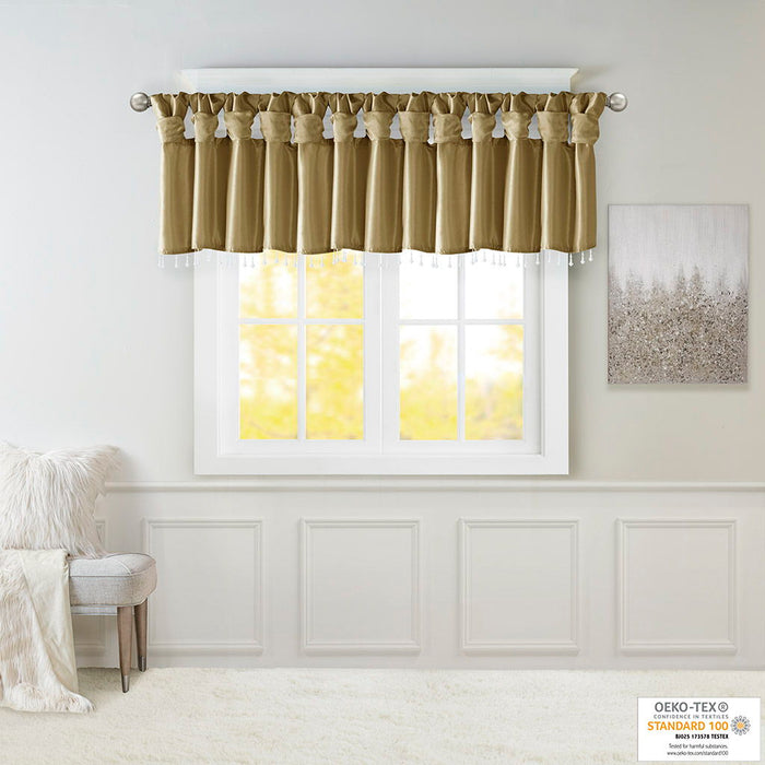 Emilia - Lightweight Valance With Beads - Bronze - Simple Home Plus